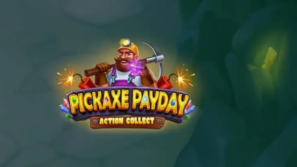 Visual bertema tambang emas dalam slot Pickaxe Payday dengan karakter penambang kartun.