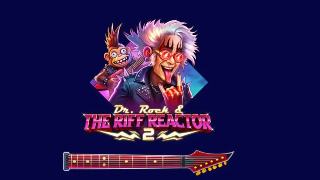 Dr. Rock & the Riff Reactor 2 slot game interface with neon rock concert theme
